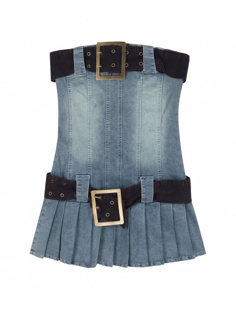 denim corset mini dress