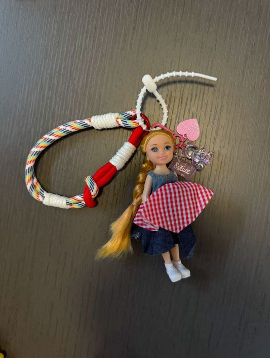 Country Girl Mini Doll Charm with Gingham Details