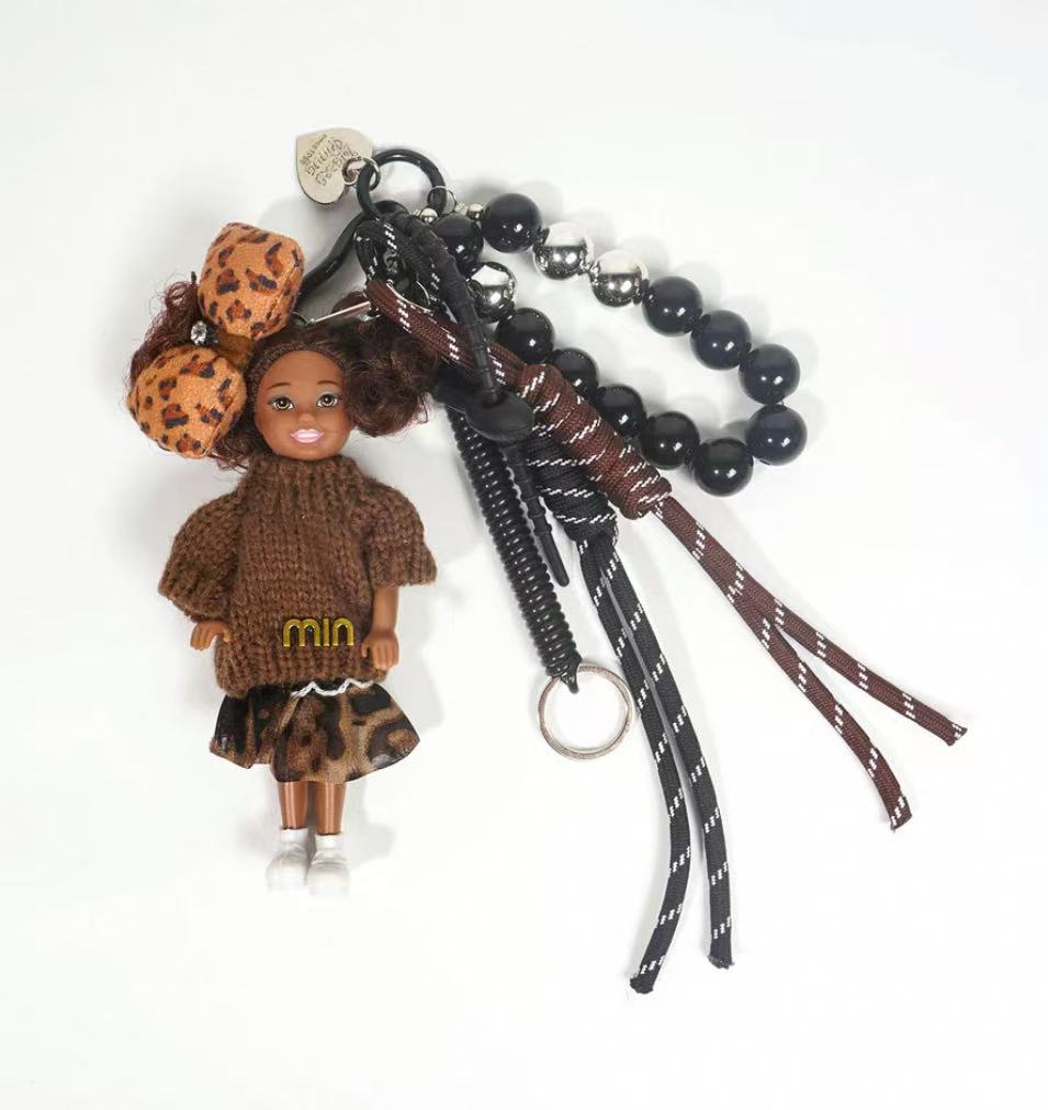 Leopard Print Mini Doll Charm in Brown