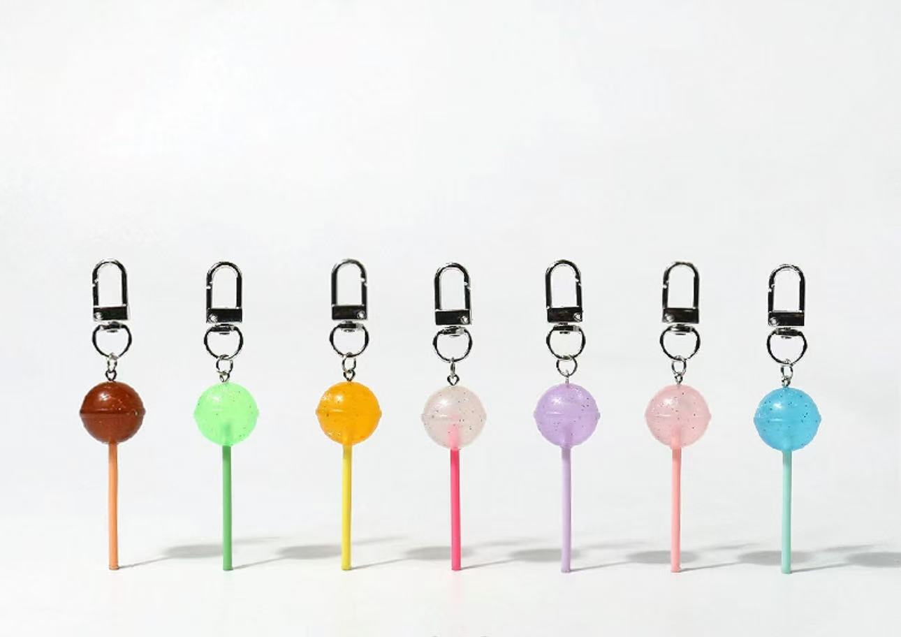 Rainbow Sparkle Lollipop Bag Charm Collection | Complete Set of 7 Colors