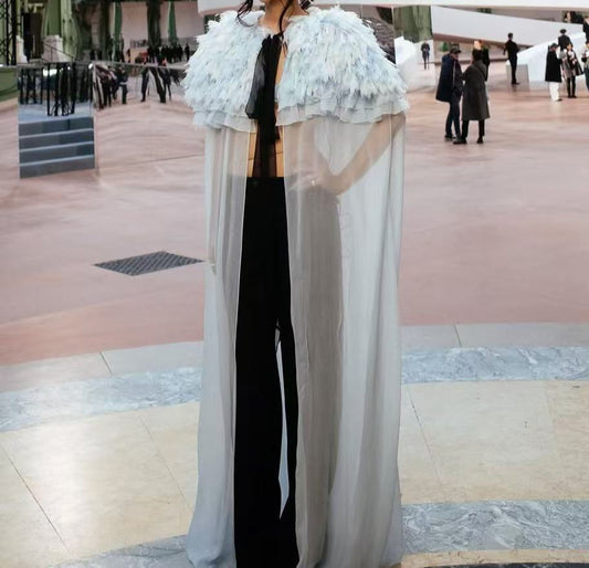 Jennie inspired baby blue angel cape in fashion week